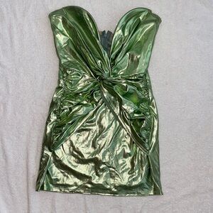 Lucy in the Sky Metallic Green Strapless Dress